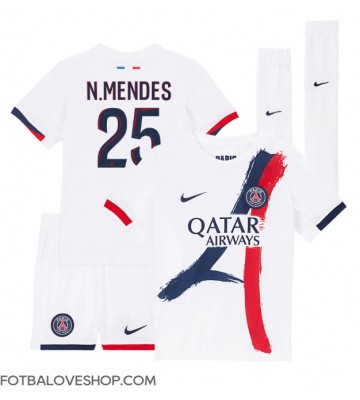 Paris Saint-Germain Nuno Mendes #25 Dětské Venkovní Dres 2024-25 Krátký Rukáv (+ trenýrky)